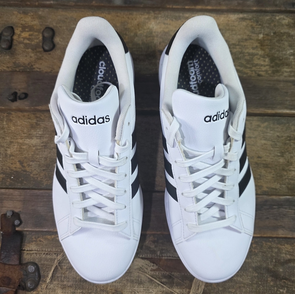 Adidas 3 Stripe Grand Court 2.0 Cloudfoam Comfort Classic Lace Up Sneakers. 9.5 - Picture 7 of 10